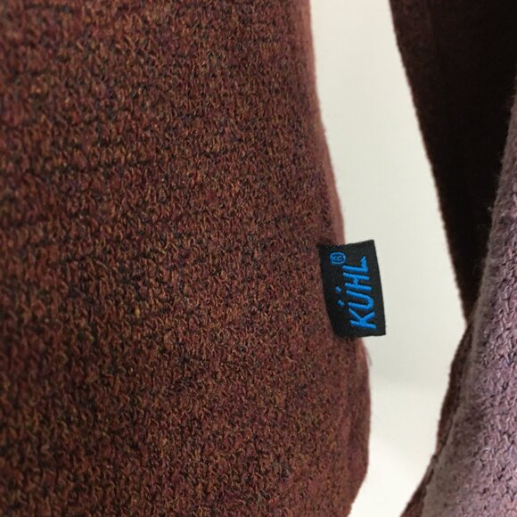 KUHL Brown Purple Colorblock Alfpaca Fleece Mock Neck Pullover Knit Sweater - Picture 7 of 12